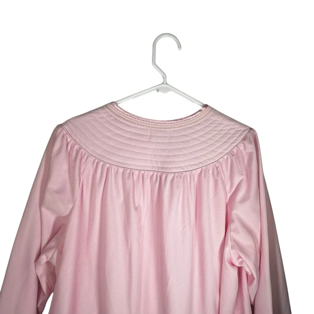 Barbizon Maxi Nightgown Size XL‎ Womans Pink Long Sleeve Zipper Vintage NWT